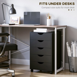 HOMCOM 5 Drawer Black Mobile Vertical Filing Cabinet - Size: 67 x 40 x 40cm - Wilko - thumbnail 7