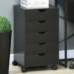 HOMCOM 5 Drawer Black Mobile Vertical Filing Cabinet - Size: 67 x 40 x 40cm - Wilko - thumbnail 1