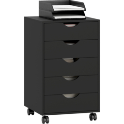HOMCOM 5 Drawer Black Mobile Vertical Filing Cabinet - Size: 67 x 40 x 40cm - Wilko - thumbnail 3