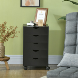 HOMCOM 5 Drawer Black Mobile Vertical Filing Cabinet - Size: 67 x 40 x 40cm - Wilko - thumbnail 6