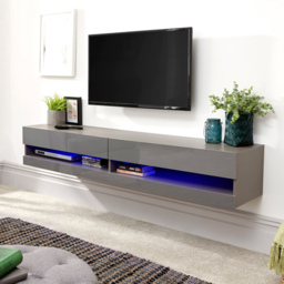 GFW Galicia Grey Medium Wall TV Unit with LED - Size: 38 x 150 x 30cm - Wilko - thumbnail 4