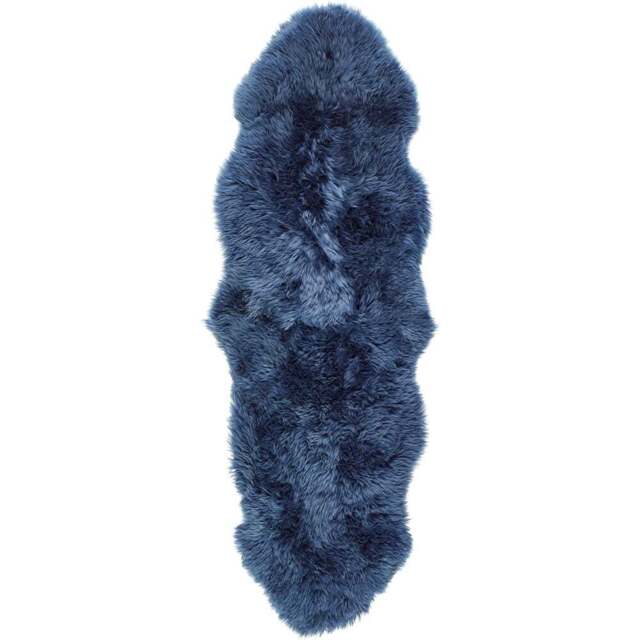 Origins Navy Genuine Sheepskin Rug 70 x 175cm - Size: 75 x 175cm - Blue - Origins Rugs - Wilko - image 1