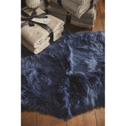 Origins Navy Genuine Sheepskin Rug 70 x 175cm - Size: 75 x 175cm - Blue - Origins Rugs - Wilko - thumbnail 4