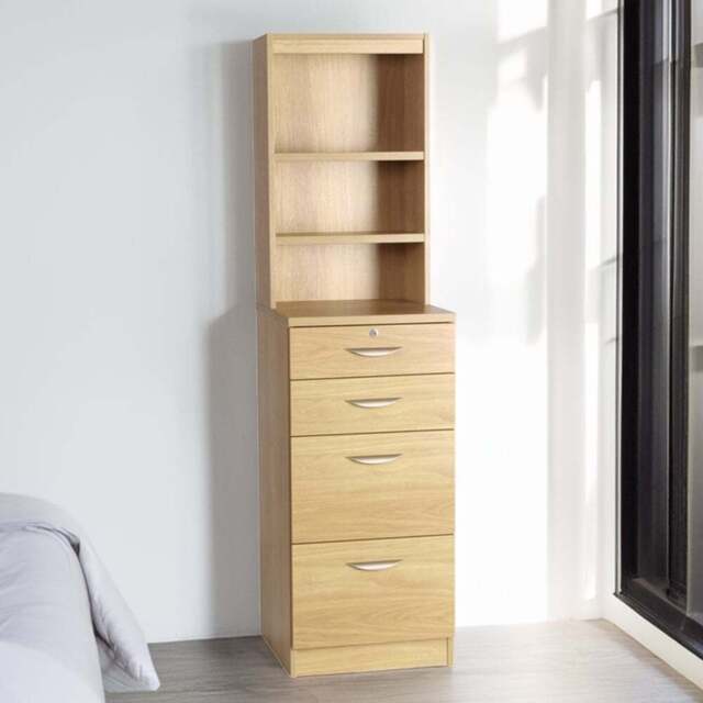 R White Cabinets 4 Drawer 3 Shelf Brown Filing Cabinet with Hutch - Wilko - image 1