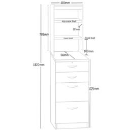 R White Cabinets 4 Drawer 3 Shelf Brown Filing Cabinet with Hutch - Wilko - thumbnail 6