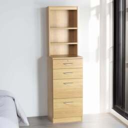 R White Cabinets 4 Drawer 3 Shelf Brown Filing Cabinet with Hutch - Wilko - thumbnail 1