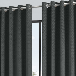 Alan Symonds Temple Charcoal Velvet Blackout Ring Top Eyelet Curtains 117 x 229cm - Size: W 117 x D 229cm - Wilko - thumbnail 3