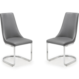 Julian Bowen Como Set of 2 Grey and Chrome Dining Chair - Wilko - thumbnail 3