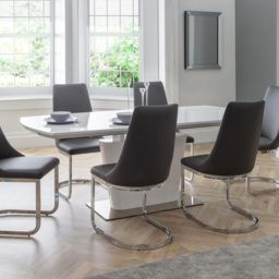 Julian Bowen Como Set of 2 Grey and Chrome Dining Chair - Wilko - thumbnail 6