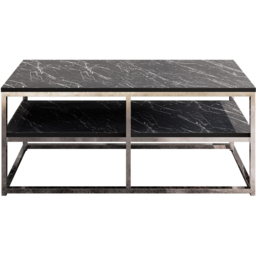 Decorotika Forteus Single Shelf White Black Marble Effect and Chrome Coffee Table with Metal Legs - Size: 47 x 110.4 x 52cm - Multi - Wilko - thumbnail 3