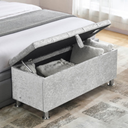 VIDA DESIGNS Valencia Silver Crushed Velvet Storage Ottoman - Size: 40cm x 100 x 44cm - Wilko - thumbnail 4