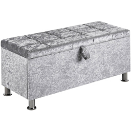 VIDA DESIGNS Valencia Silver Crushed Velvet Storage Ottoman - Size: 40cm x 100 x 44cm - Wilko - thumbnail 3
