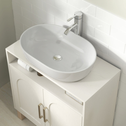 HOMCOM 2 Door Single Shelf Cream White Under Sink Bathroom Cabinet - Size: 63 x 30 x 60cm - Wilko - thumbnail 7