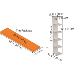 Decorotika Texas 5 Shelf White and Blue Bookshelf - Size: 180 x 30 x 30cm - Multi - Wilko - thumbnail 4