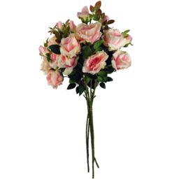 Leaf Pink Rose Artificial Stem 80cm 6 Pack - Size: 80 x 20 x 20cm - Wilko