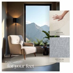 tectake Zonelle Cream Short Pile Ultra Soft Rug 120 x 120cm - Size: 7 x 50 x 63cm - Black - Wilko - thumbnail 5