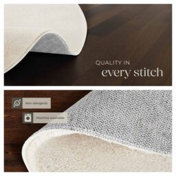 tectake Zonelle Cream Short Pile Ultra Soft Rug 120 x 120cm - Size: 7 x 50 x 63cm - Black - Wilko - thumbnail 6
