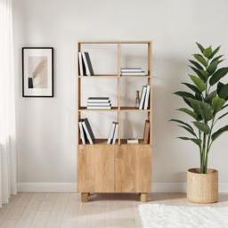 IH Design Ajmer 2 Door 6 Shelf Solid Wood Bookcase - Size: 3 Shelf - Brown - Wilko - thumbnail 7