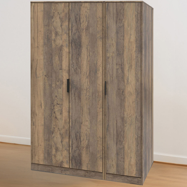 Crowndale Hong Kong Ready Assembled 3 Door Tall Vintage Oak Wardrobe - Brown - Wilko - image 1
