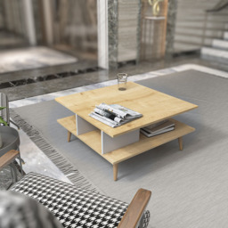 Decorotika Akya Oak and White Wide Coffee Table - Size: 44 x 89 x 89cm - Multi - Wilko - thumbnail 6