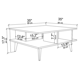 Decorotika Akya Oak and White Wide Coffee Table - Size: 44 x 89 x 89cm - Multi - Wilko - thumbnail 7