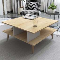 Decorotika Akya Oak and White Wide Coffee Table - Size: 44 x 89 x 89cm - Multi - Wilko