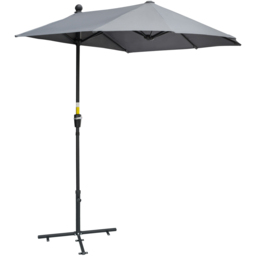 Outsunny Dark Grey Crank Handle Half Parasol with Cross Base 2m - Size: 3m - Wilko - thumbnail 1