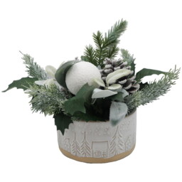 Scandi Floristry in Ceramic Pot White and Green - Mistletoe Cottage - Wilko - thumbnail 1