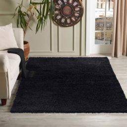 Desire Rugs Oxford Black Plain Shaggy Rug 200 x 290cm - Wilko - thumbnail 3