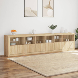 vidaXL 8 Door 12 Shelf Sonoma Oak LED Sideboard 4 Piece - Size: 67 x 37 x 283cm - Brown - Wilko - thumbnail 1