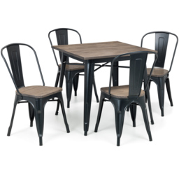 Julian Bowen Grafton 4 Seater Square Dining Table Mocha Elm and Black - Wilko - thumbnail 6