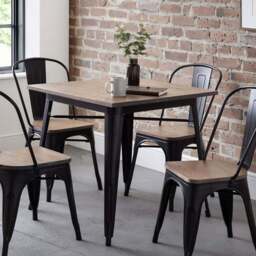 Julian Bowen Grafton 4 Seater Square Dining Table Mocha Elm and Black - Wilko - thumbnail 1