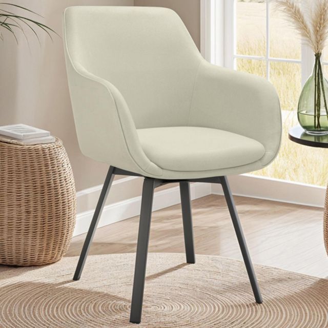 tectake Alicon Set of 6 Greige Woven Fabric Swivel Dining Chair - Grey - Wilko - image 1