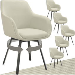 tectake Alicon Set of 6 Greige Woven Fabric Swivel Dining Chair - Grey - Wilko - thumbnail 3