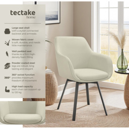 tectake Alicon Set of 6 Greige Woven Fabric Swivel Dining Chair - Grey - Wilko - thumbnail 7