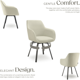 tectake Alicon Set of 6 Greige Woven Fabric Swivel Dining Chair - Grey - Wilko - thumbnail 4