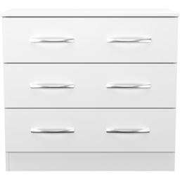 Crowndale Avon 3 Drawer Matt White Chest of Drawers Ready Assembled - White Matt - Wilko - thumbnail 3