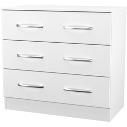 Crowndale Avon 3 Drawer Matt White Chest of Drawers Ready Assembled - White Matt - Wilko - thumbnail 5