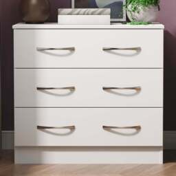 Crowndale Avon 3 Drawer Matt White Chest of Drawers Ready Assembled - White Matt - Wilko - thumbnail 1