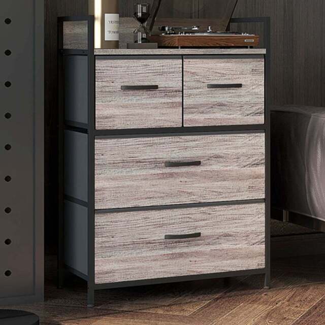HOMCOM 4 Drawer Single Shelf Grey Wood Effect Chest of Drawers - Wilko - image 1