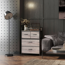HOMCOM 4 Drawer Single Shelf Grey Wood Effect Chest of Drawers - Wilko - thumbnail 4