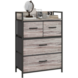 HOMCOM 4 Drawer Single Shelf Grey Wood Effect Chest of Drawers - Wilko - thumbnail 3