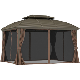 Outsunny 3.65 x 3m Coffee Aluminium Double Roof Hard Top Gazebo - Brown - Wilko - thumbnail 3