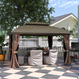 Outsunny 3.65 x 3m Coffee Aluminium Double Roof Hard Top Gazebo - Brown - Wilko - thumbnail 5