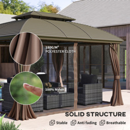 Outsunny 3.65 x 3m Coffee Aluminium Double Roof Hard Top Gazebo - Brown - Wilko - thumbnail 7