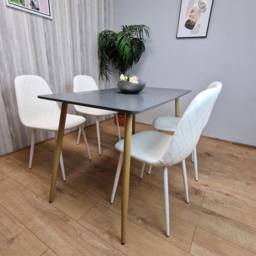 Kosy Koala 4 Seater Faux Leather Dining Set Dark Grey and White - Multi - Portland - Wilko - thumbnail 6
