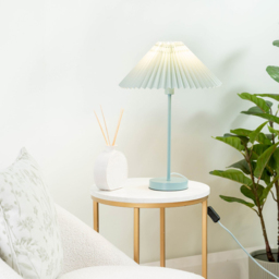 ValueLights Akira Blue Pleated Shade LED Table Lamp - Size: 48.5 x 34.5 x 34.5cm - Wilko - thumbnail 3