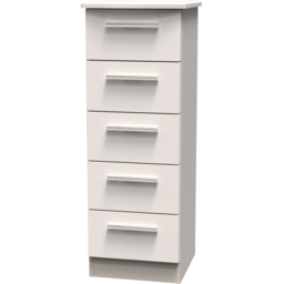 Crowndale Knightsbridge 5 Drawer Kashmir Gloss Tall Bedside Cabinet Ready Assembled - Kashmir Gloss & Kashmir - Wilko - thumbnail 4