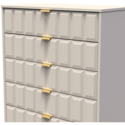 Crowndale Cube 5 Drawer Matt Kashmir Chest of Drawers Ready Assembled - Cream - Wilko - thumbnail 6