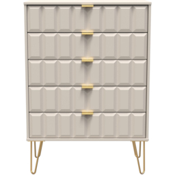 Crowndale Cube 5 Drawer Matt Kashmir Chest of Drawers Ready Assembled - Cream - Wilko - thumbnail 4